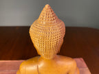 Vintage Carved Wooden Seated Buddha Figure