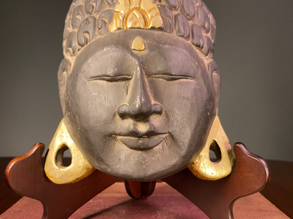 Carved Wooden Buddha Wall Mask