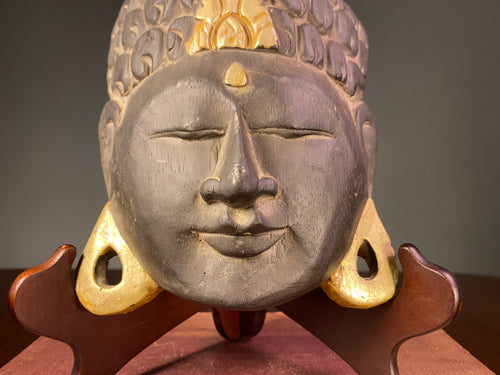 Carved Wooden Buddha Wall Mask