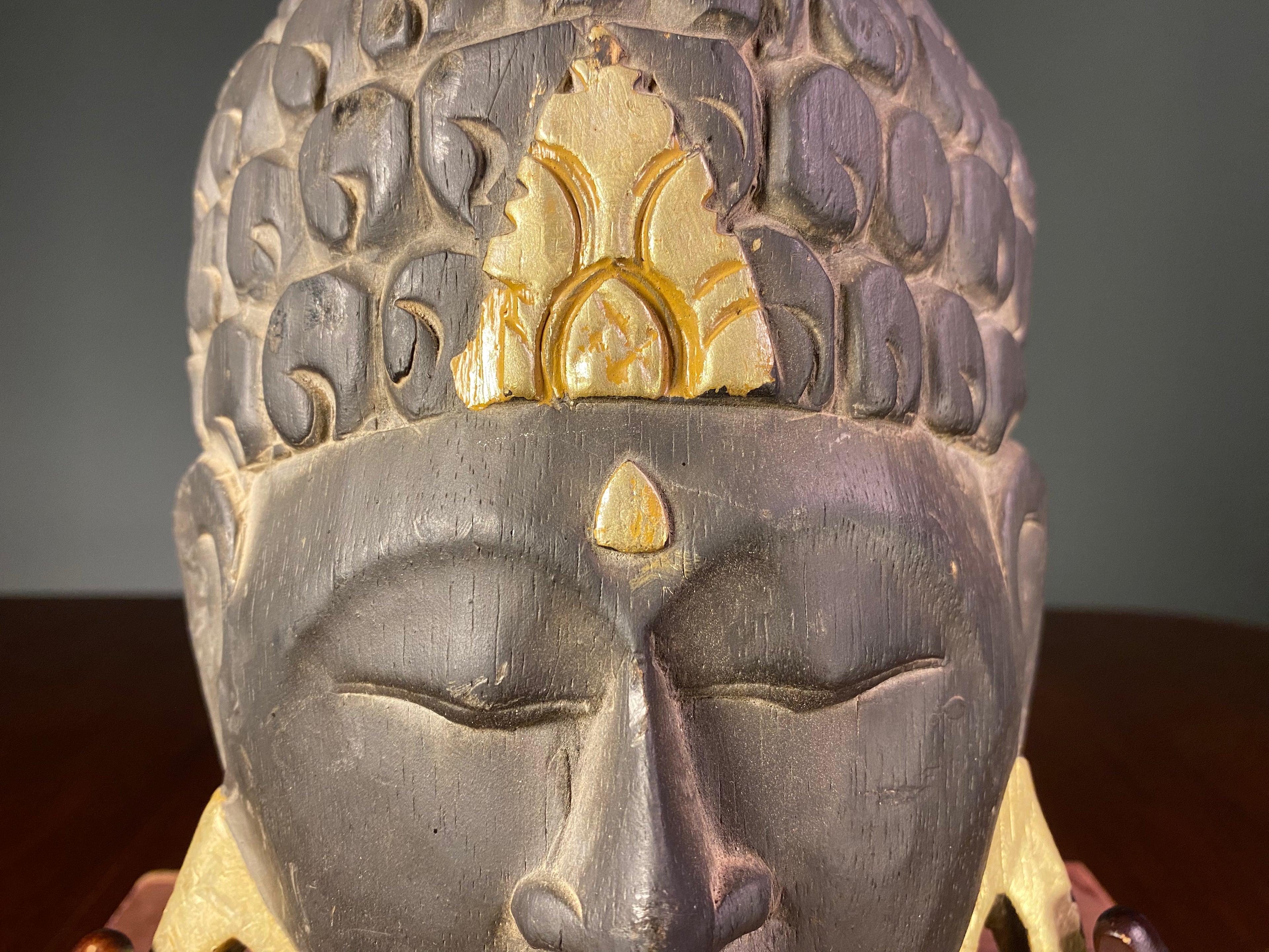 Carved Wooden Buddha Wall Mask