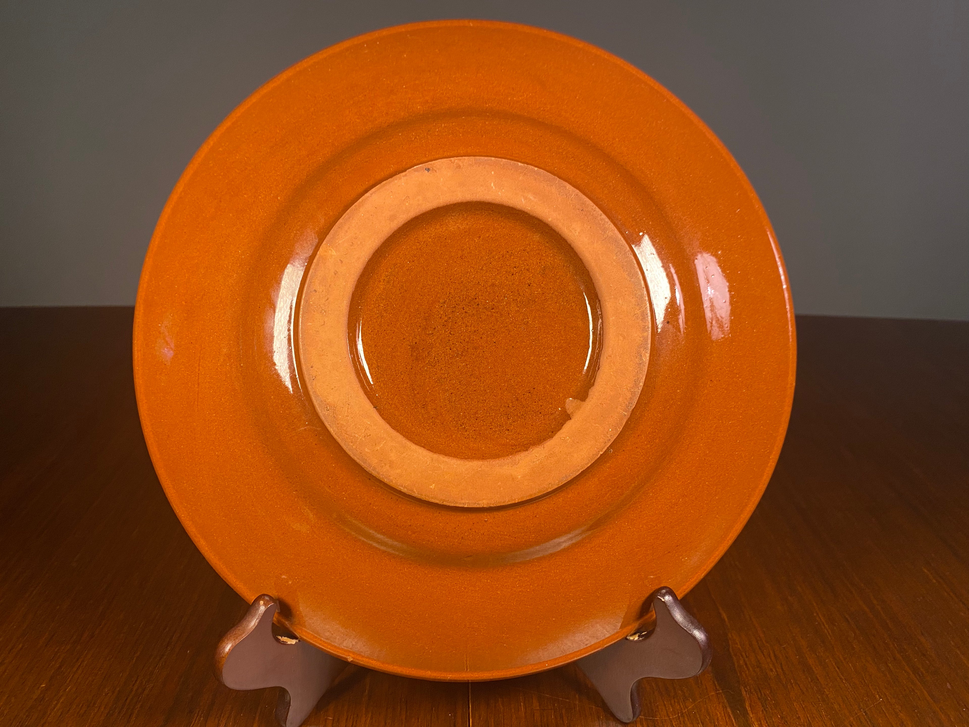 Vintage English Terracotta Slipware Plate