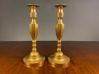 Pair of tall repurposed vintage brass candlesticks
