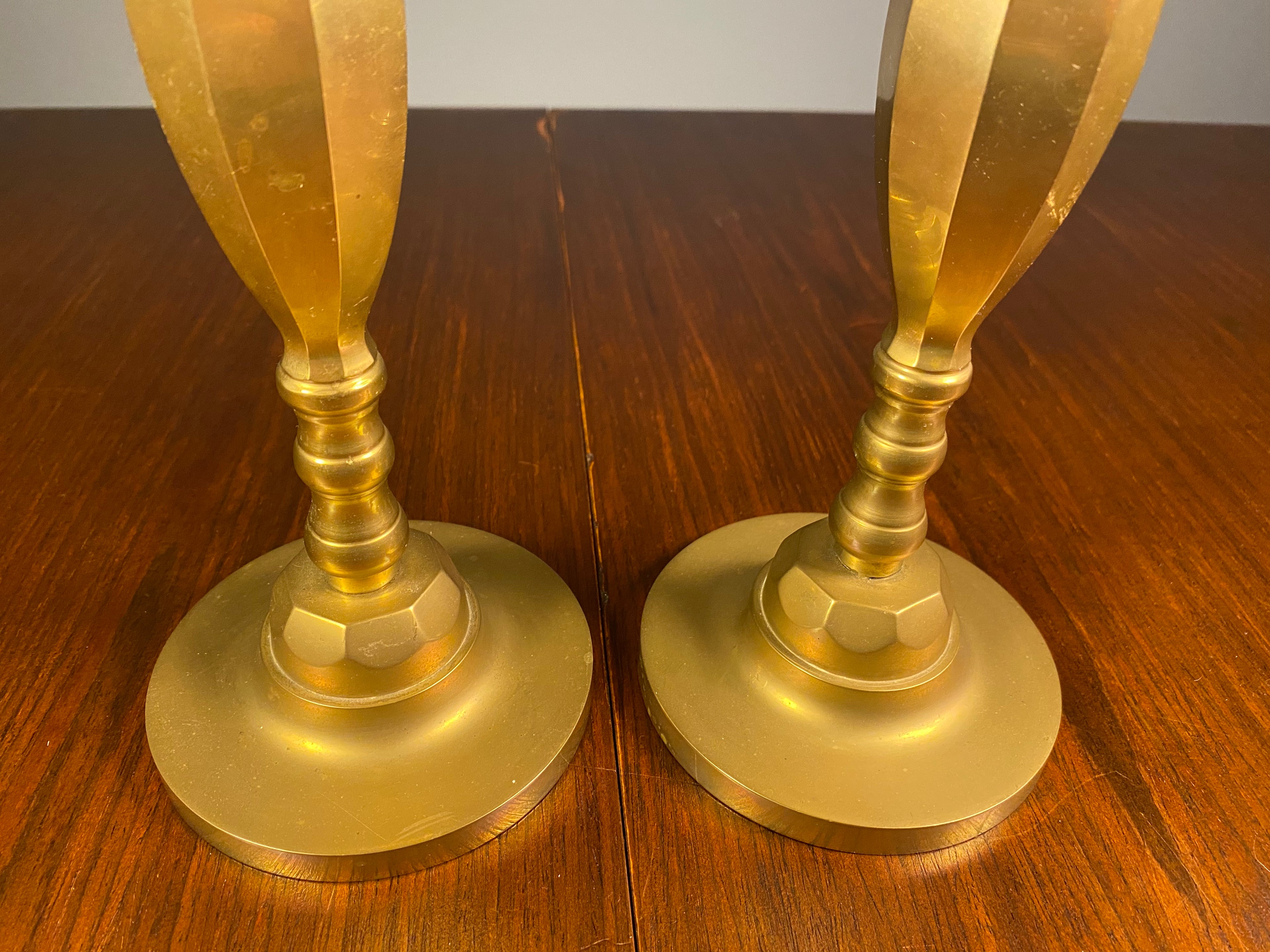 Pair of Repurposed Vintage Brass Candlesticks