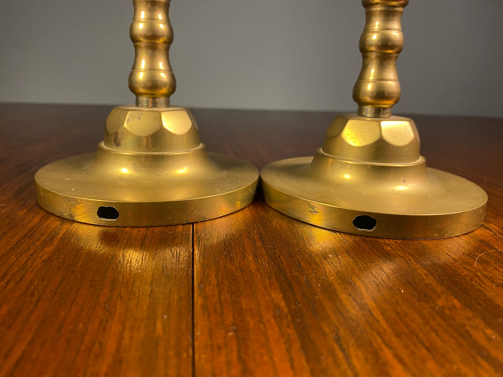 Pair of Repurposed Vintage Brass Candlesticks