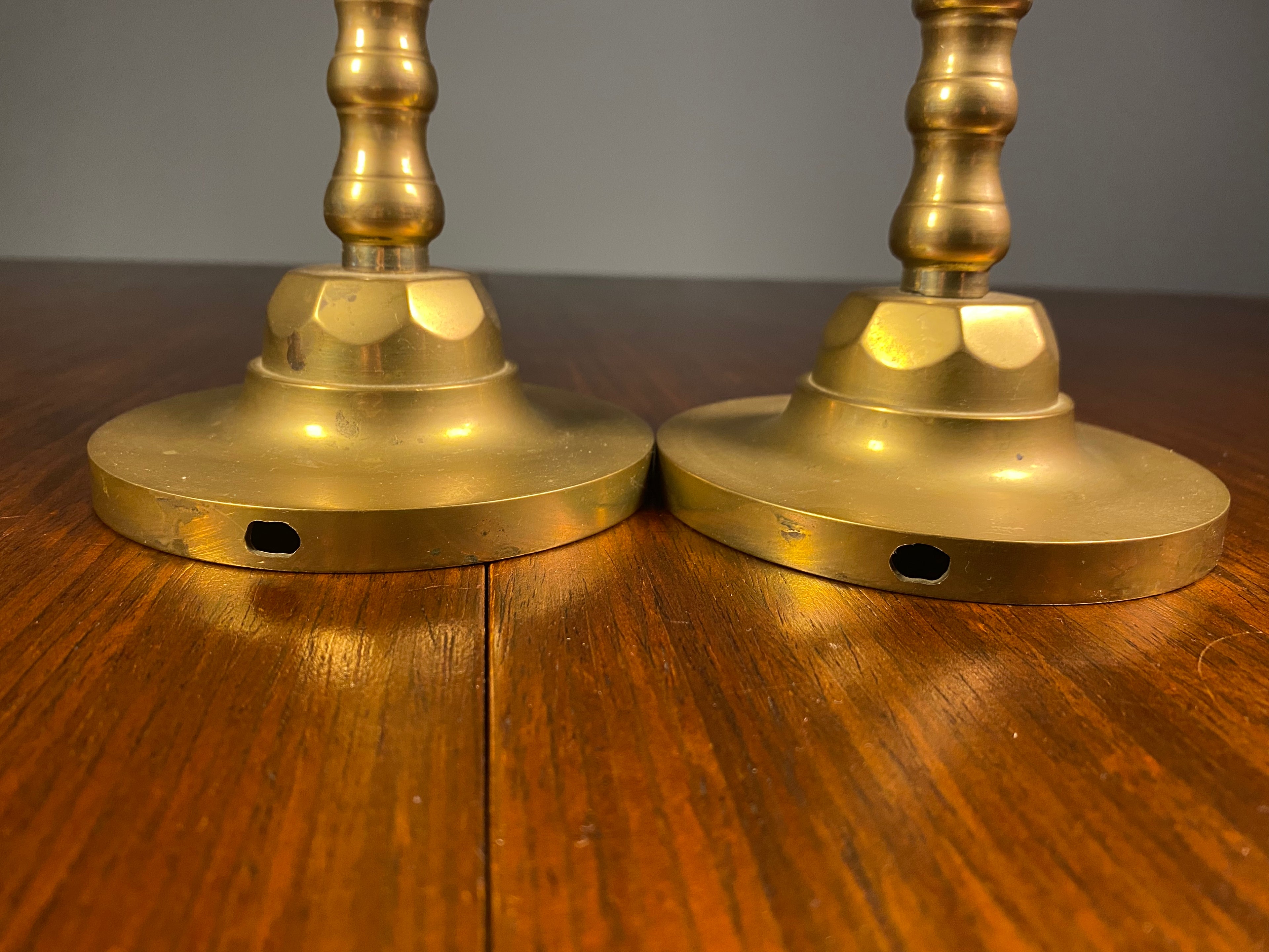 Pair of Repurposed Vintage Brass Candlesticks