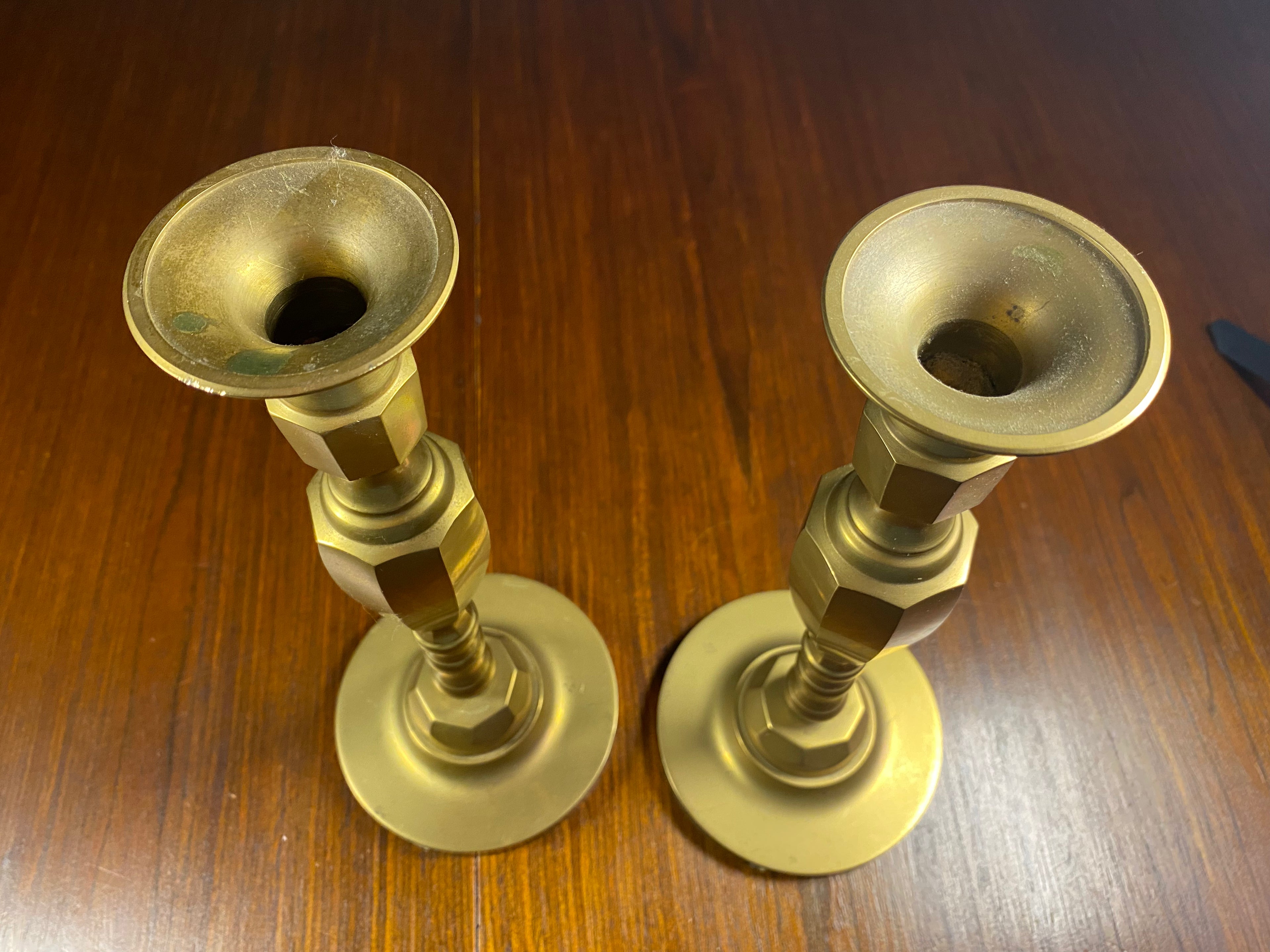 Pair of Repurposed Vintage Brass Candlesticks