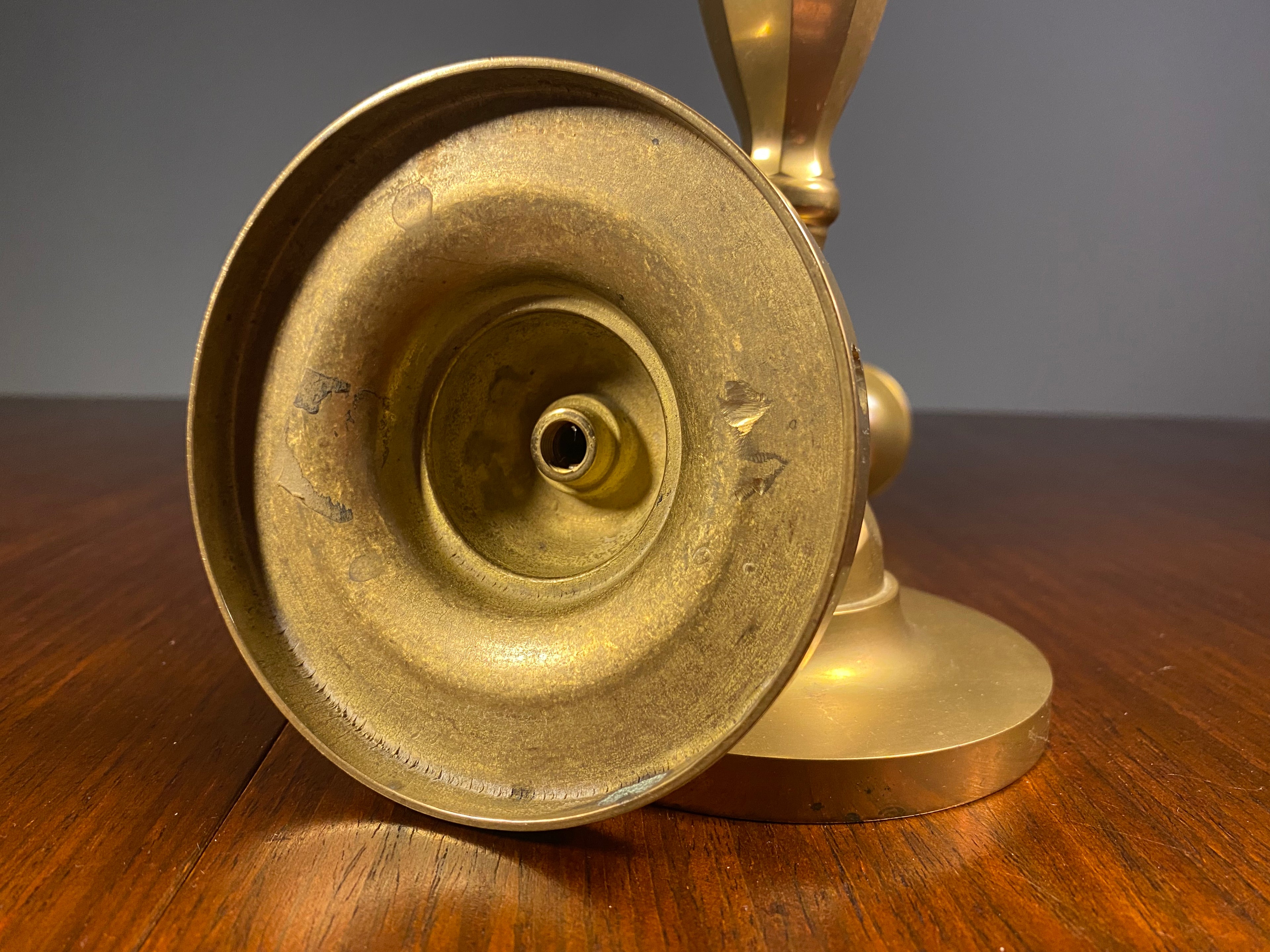 Pair of Repurposed Vintage Brass Candlesticks