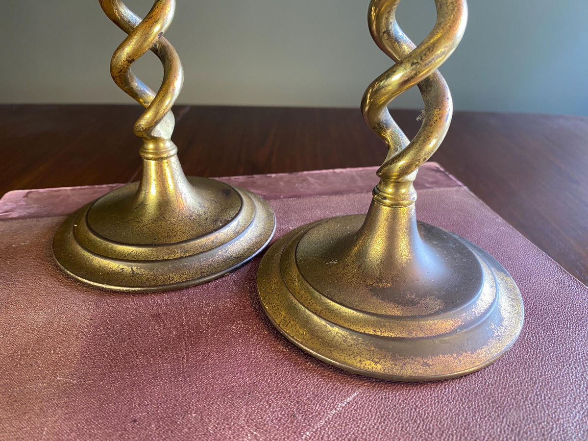 Pair of Barley Twist Brass Candlesticks
