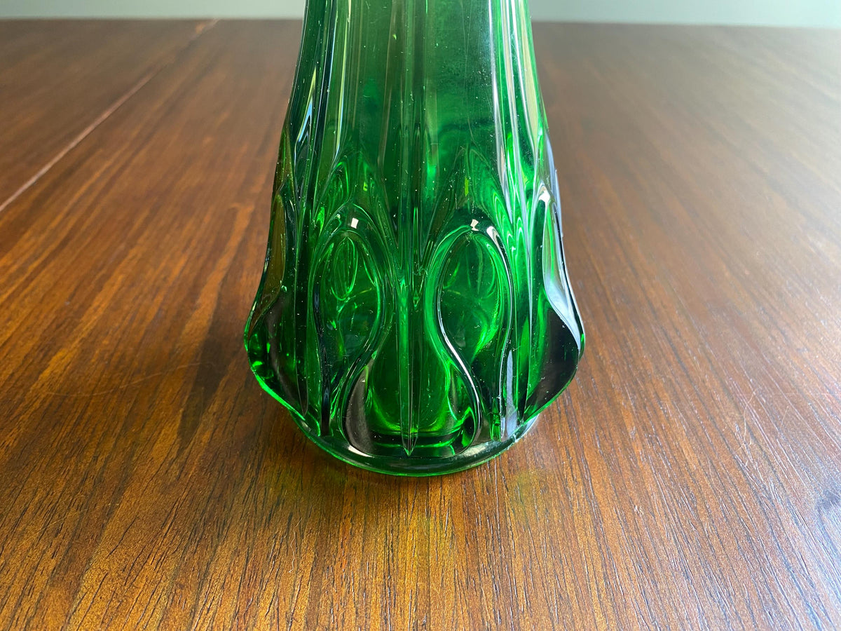 Mid-Century Emerald Green Swung Glass Vase