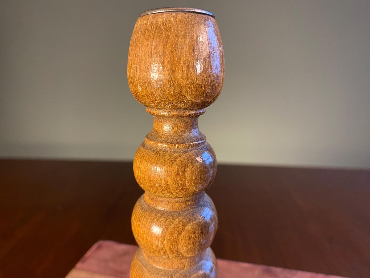 Pair of Mid-Century Bobbin Candlesticks