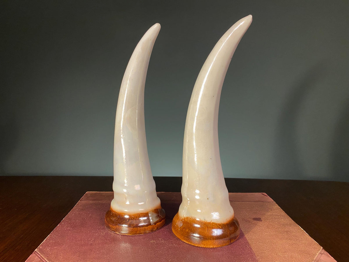 Pair of Mid-Century Polish Ceramic Tusks