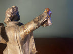 Vintage French Boy with Lantern Sculpture