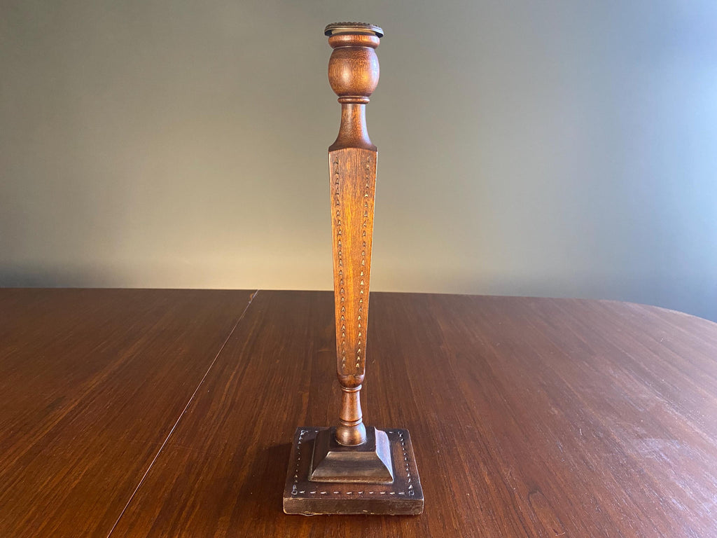Vintage Carved Wooden Candlestick