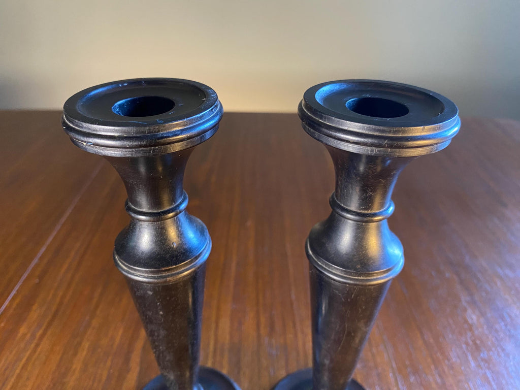 Pair of Victorian Ebony Candlesticks
