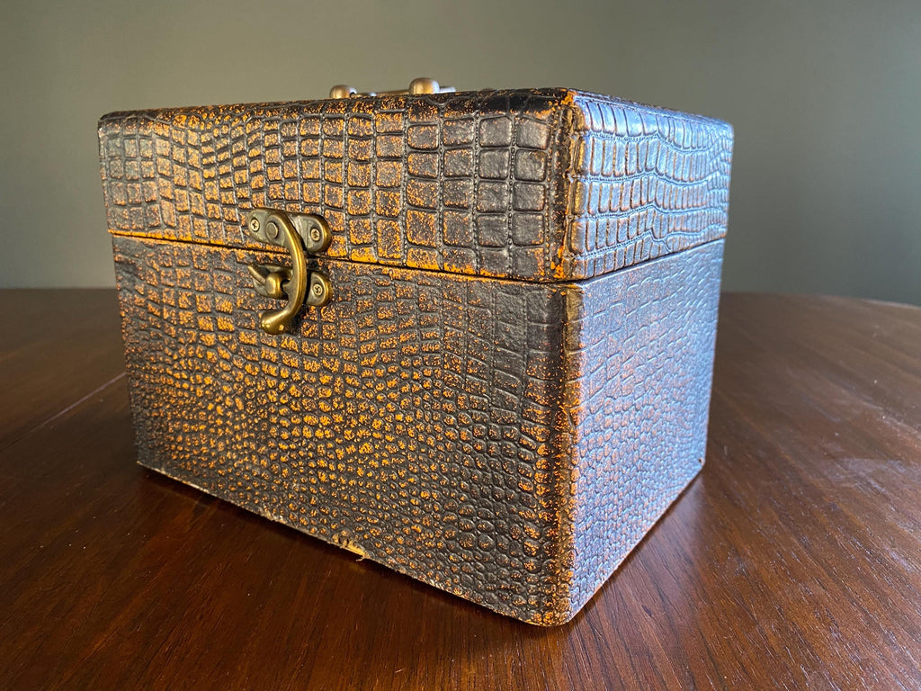 Mid-Century Faux Crocodile Vanity Box
