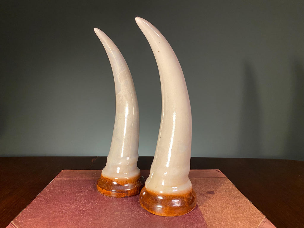 Pair of Mid-Century Polish Ceramic Tusks