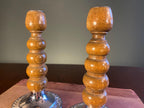 Pair of Mid-Century Bobbin Candlesticks