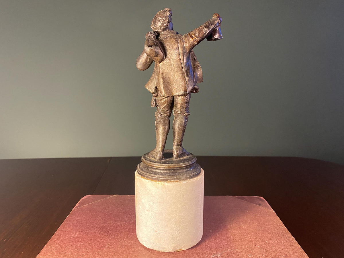 Vintage French Boy with Lantern Sculpture