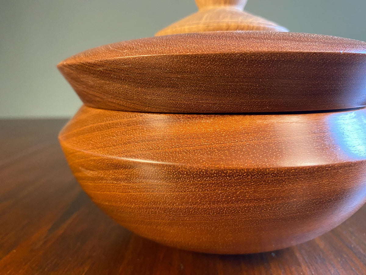 Mid-Century Turned Wood Lidded Dish