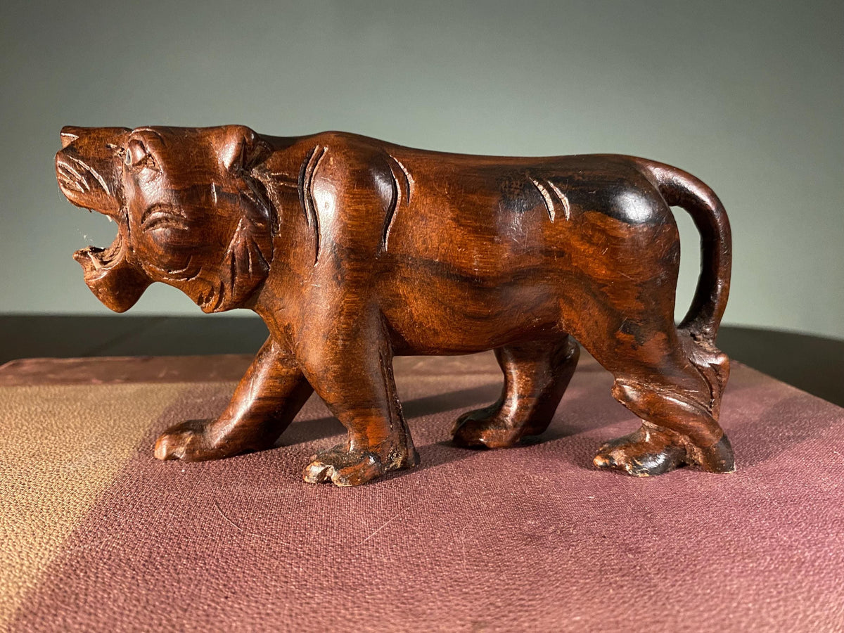 Vintage Carved Wooden Tiger