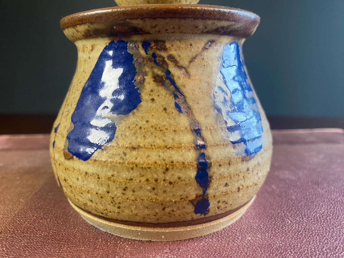 Studio Pottery Wax-Resist Lidded Jar