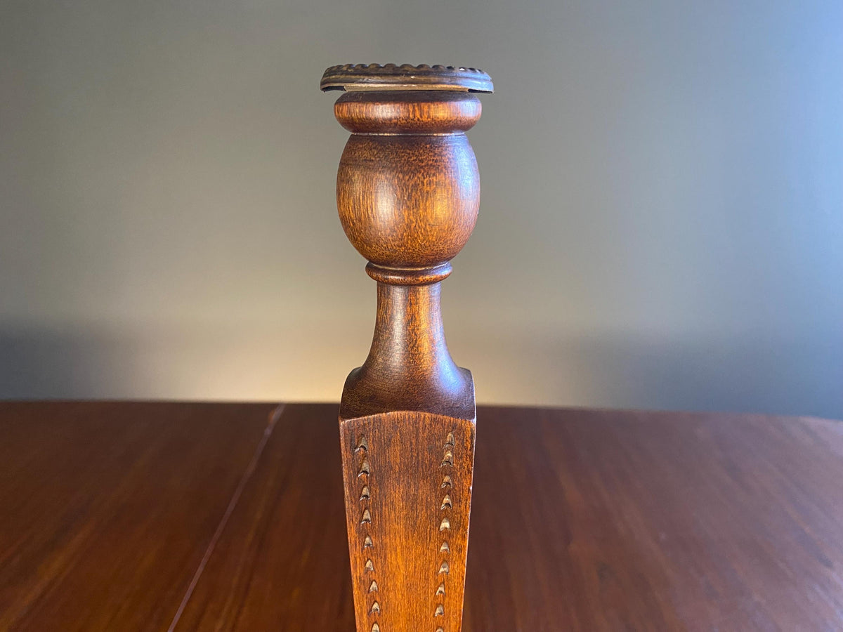 Vintage Carved Wooden Candlestick