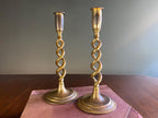 Pair of Barley Twist Brass Candlesticks