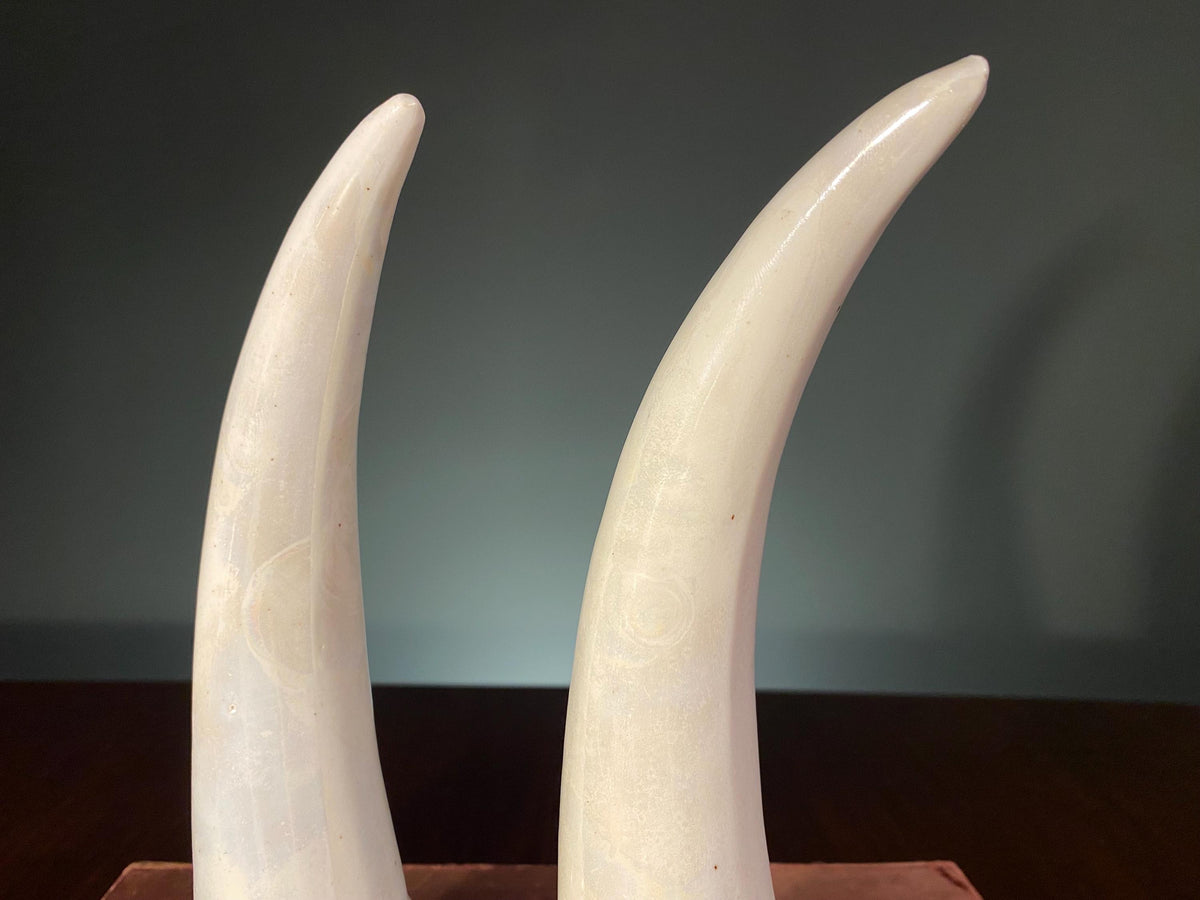 Pair of Mid-Century Polish Ceramic Tusks