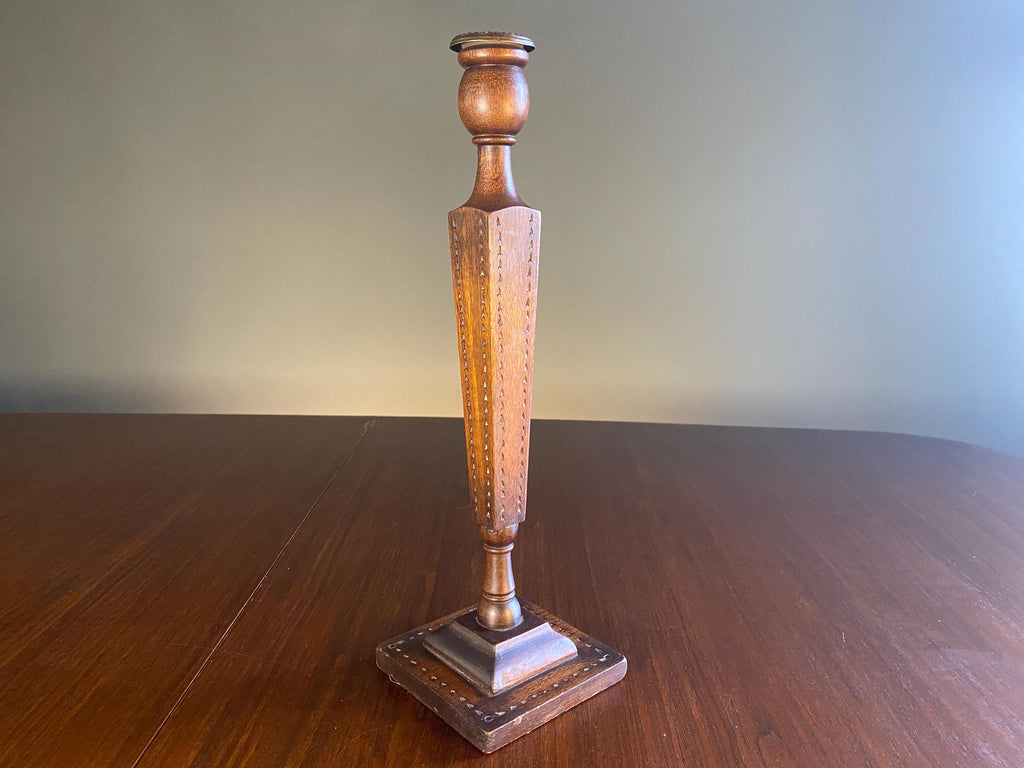 Vintage Carved Wooden Candlestick